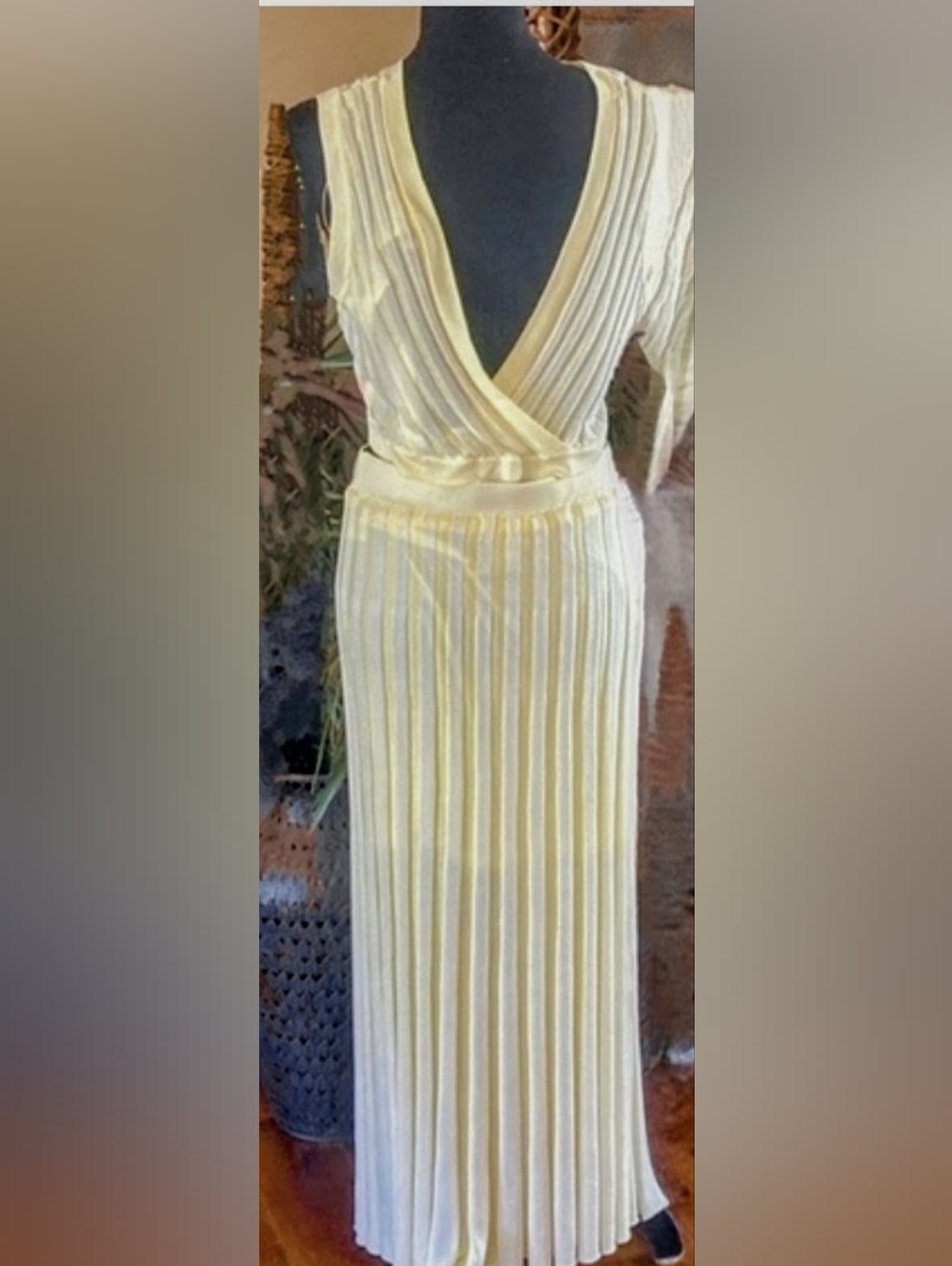 Elegant Yellow Pleated2 Piece SetDress